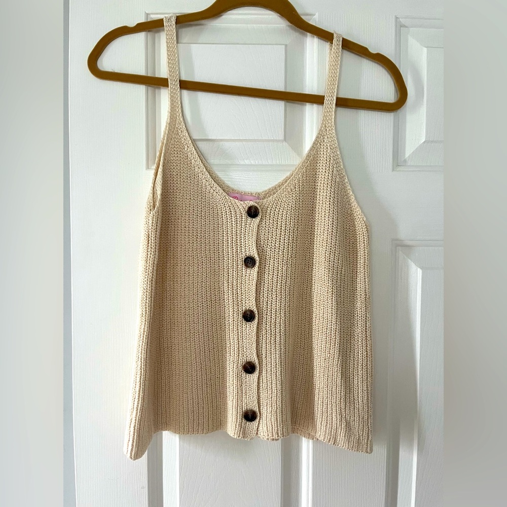 Pink Lily sweater tank top. Cream color. Never worn. Size small.